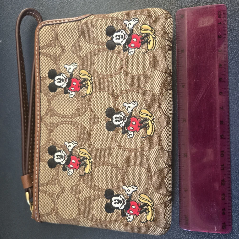 Coach Brown Mickey Mouse Wristlet - Picture 2 of 6